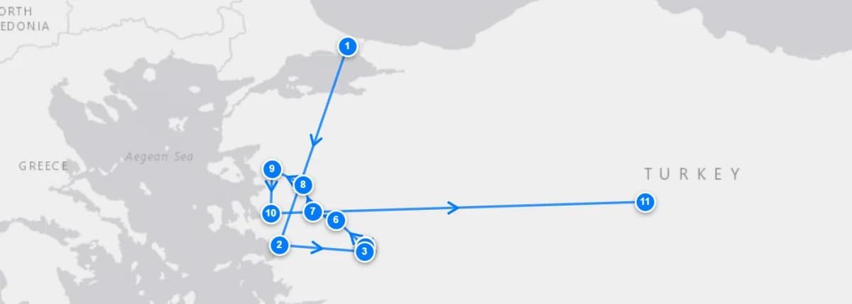 7 Churches Biblical Journey route map