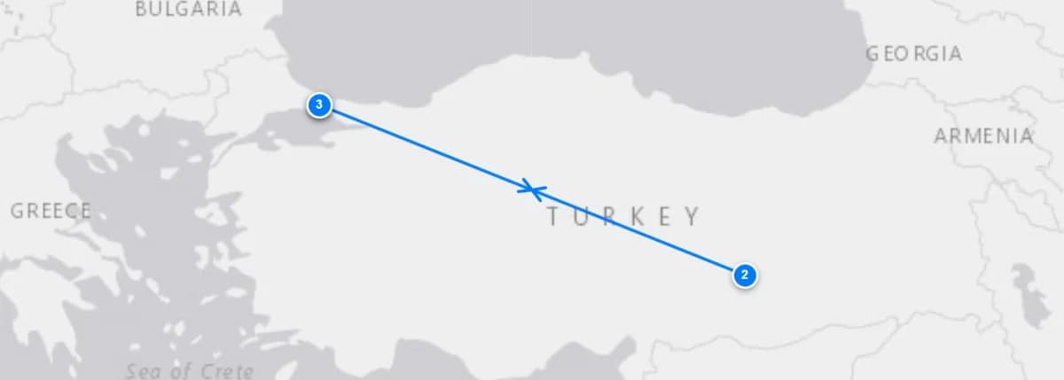 Istanbul To Mt Nemrut Tour route map