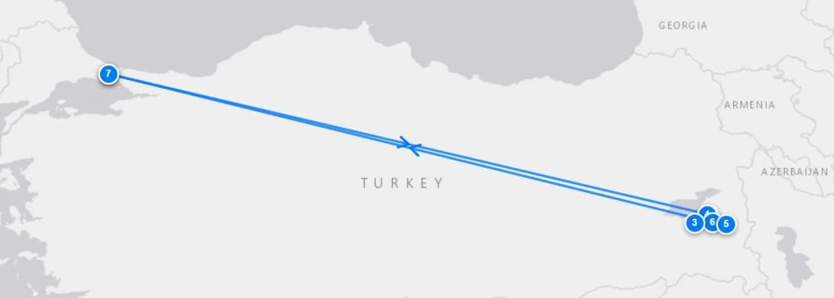 Istanbul To Lake Van District route map