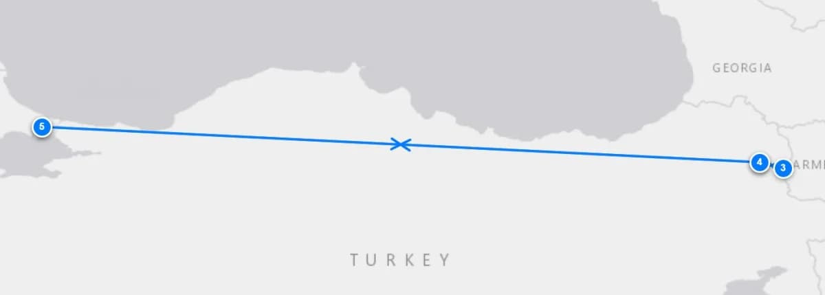 Istanbul To Kars route map