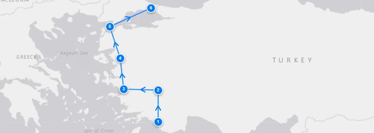 Ancient Turkey route map