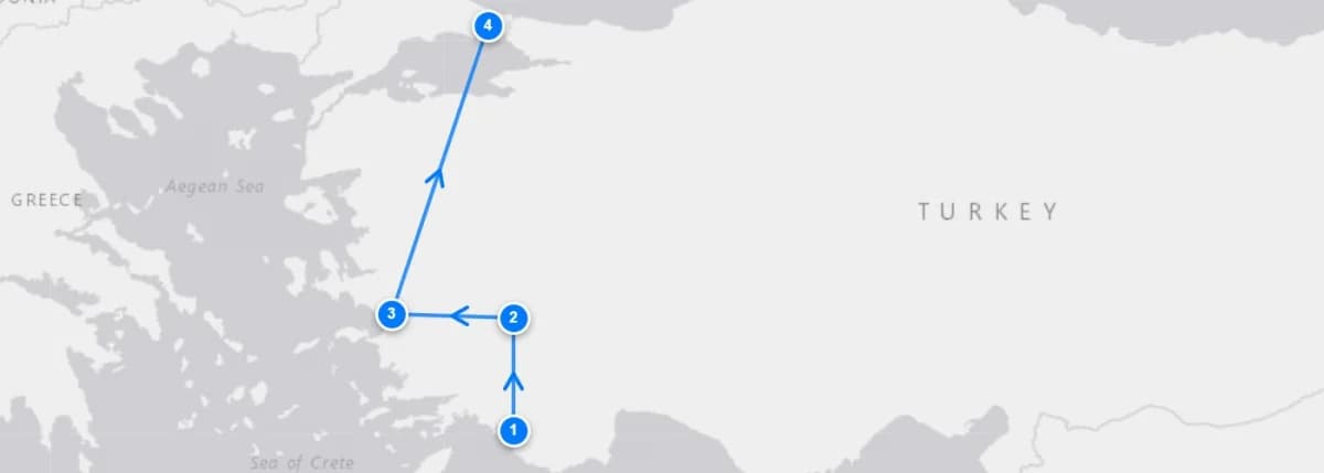 Fethiye To Istanbul Curiosities route map