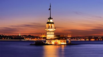 Maidens Tower At Night Istanbul